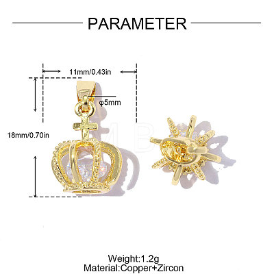 Brass Pave Clear Cubic Zirconia Pendants CU-OY001-10G-1