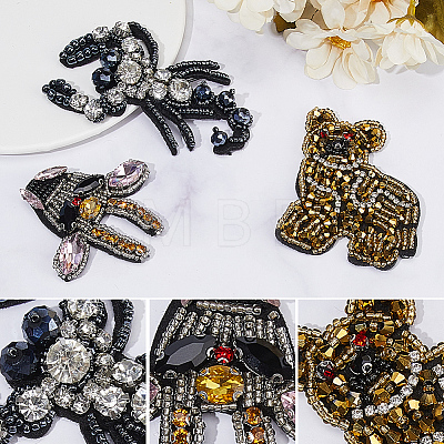 Gorgecraft 3Pcs 3 Styles Animal Rhinestone Ornament Accessories PATC-GF0001-44-1