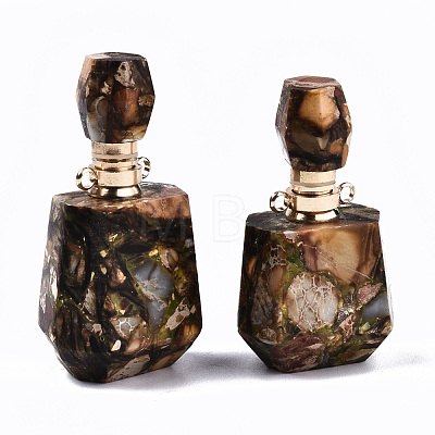Assembled Synthetic Bronzite and Imperial Jasper Openable Perfume Bottle Pendants G-S366-059H-1