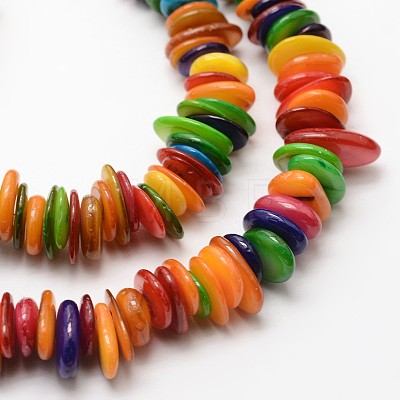 Dyed Disc Natural Freshwater Shell Beads Strands SHEL-E355-15-1