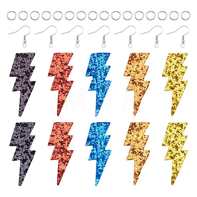 DIY Imitation Leather Lightning Bolt Dangle Earring Making Kits DIY-TA0010-70B-1