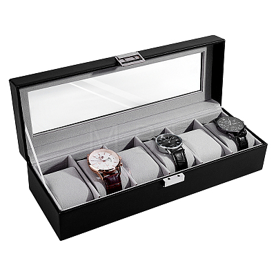 6-Slot PU Leather Watch Storage Boxes LBOX-WH0007-002A-1