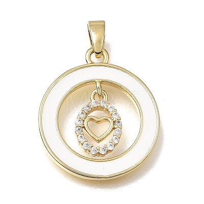 Brass Micro Pave Clear Cubic Zirconia with White Enamel Pendants CU-CBAA556-08C-1
