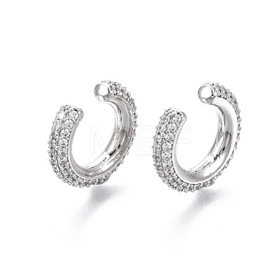 Brass Micro Pave Clear Cubic Zirconia Cuff Earrings EJEW-R114-026P-NF-1