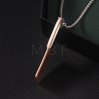 201 Stainless Steel Kitchen Knife Shape Pendant Necklaces for Men FS-WG2BC60-01-1