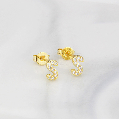 Brass Clear Cubic Zirconia Stud Earrings WGC2A80-19-1