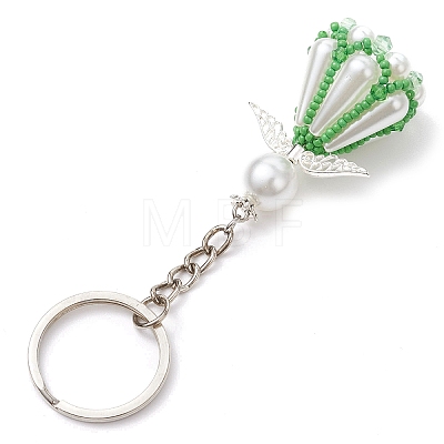 Glass Seed Bead with Acrylic Angel Keychain KEYC-MZ00026-01-1