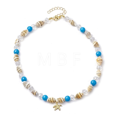 Natural Sea Shell Beaded Necklaces NJEW-JN04796-02-1