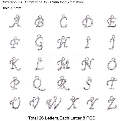 Alloy Mixed Letter Pendants PALLOY-PH0012-42-1