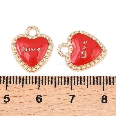 Red Love Heart Alloy Enamel Pendants PALLOY-A024-03KCG-1