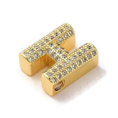 Brass Micro Pave Clear Cubic Zirconia Charms ZIRC-C009-01G-H-1