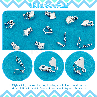 Unicraftale 20Pcs 5 Styles Alloy Clip-on Earring Findings FIND-UN0002-38P-1