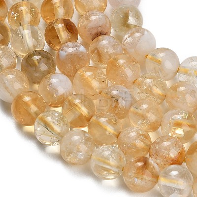 Heated Natural Citrine Beads Strands X-G-C293-A03-8mm-1