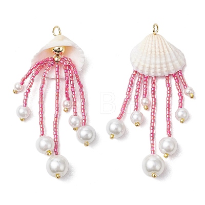 Glass Seed Beaded Jellyfish Pendants PALLOY-MZ00571-02-1