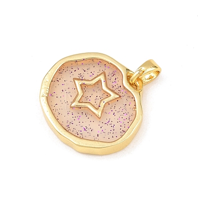 Transparent Epoxy Resin Brass Pendants LS-KK-B163-01G-04-1