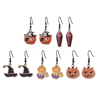 Halloween Alloy Enamel Dangle Earrings EJEW-JE06063-1