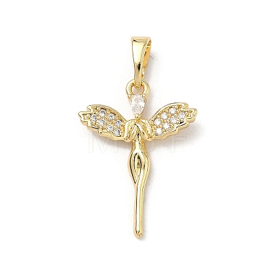 Brass Micro Pave Clear Cubic Zirconia Pendants KK-H255-16A-G-1