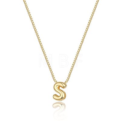 Brass Initial Pendant Box Chain Necklaces for Women FS-WG5C822-19-1