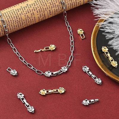 8Pcs 2 Colors Brass Micro Pave Clear Cubic Zirconia Fold Over Clasps KK-CJ0005-92-1