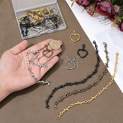 16Pcs Heart Zinc Alloy Hat Chian and Pendant Decorations HJEW-PH02429-1