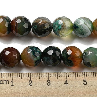 Faceted Natural Banded Agate Beads Strands G-F447-12mm-O03-1
