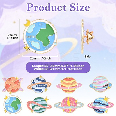 8Pcs 8 Styles Celestial Body Theme Enamel Pins JEWB-CJ0003-52-1