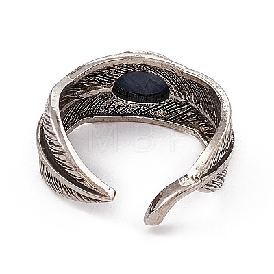 Feather Natural Pietersite Cuff Rings RJEW-G273-14AS-01-1