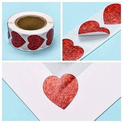 Heart Shaped Stickers Roll X-DIY-K027-A05-1