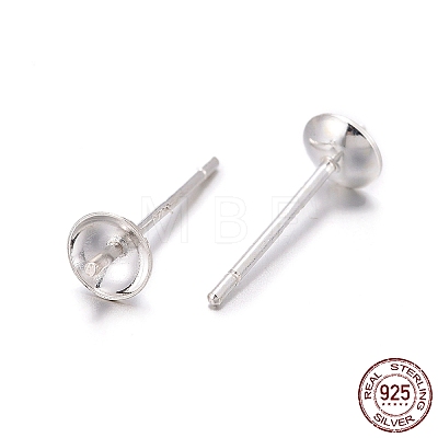 925 Sterling Silver Stud Earring Findings X-STER-K167-027B-S-1
