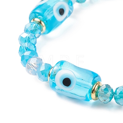 Column with Evil Eye Lampwork & Glass Beaded Stretch Bracelet for Women BJEW-JB08634-01-1