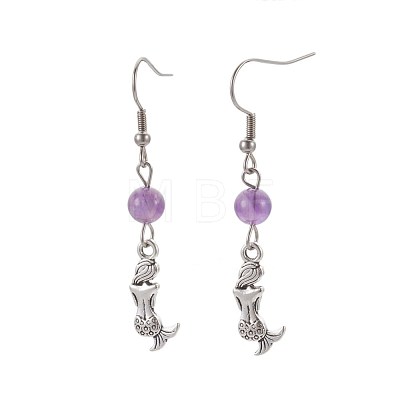 Natural Mixed Stone Dangle Earrings EJEW-JE02887-1