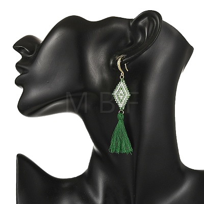 Glass Seed Beads & Brass Dangle Earrings for Women EJEW-MZ00800-01-1