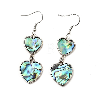 Brass Natural Abalone Shell Dangle Earrings EJEW-F388-01B-P-1