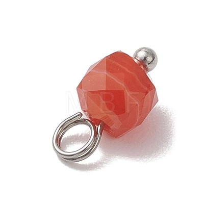 6Pcs 6 Colors Natural Quartz & Grey Agate & Banded Agate & Green Onyx Agate Faceted Cube Charms PALLOY-JF04798-01-1