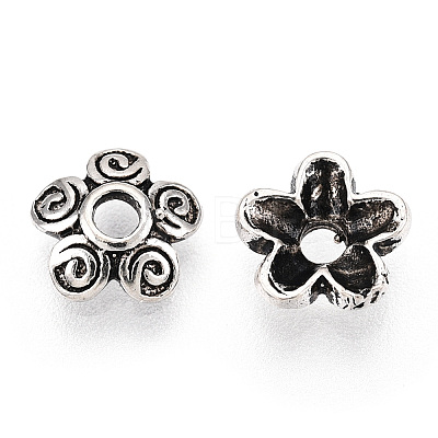 Tibetan Style 925 Sterling Silver Bead Caps STER-T007-69AS-1