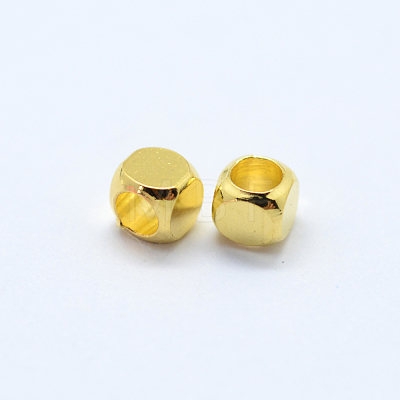 Cube Brass Spacer Beads KK-L015A-01G-1