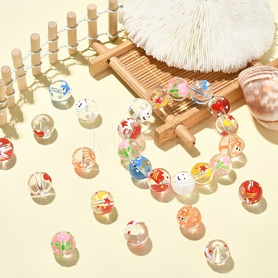 32Pcs 8 Styles Transparent Handmade Lampwork Beads LAMP-CJ0001-79-1