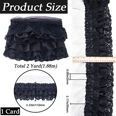 Gorgecraft 2 Yards 3 Layer Pleated Chiffon Lace Trim OCOR-GF0003-32-1