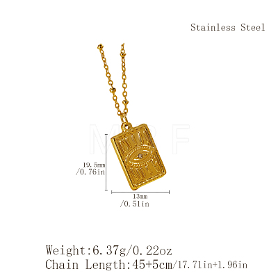 Stainless Steel Crystal Rhinestone Evil Eye Pendant Necklaces ON3045-1-1