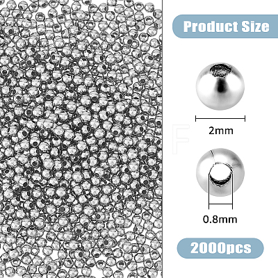 DICOSMETIC 2000Pcs 304 Stainless Steel Round Seamed Beads STAS-DC0015-42-1