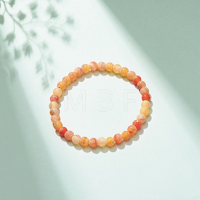 Natural Weathered Agate(Dyed) Round Beaded Stretch Bracelet BJEW-JB08363-06-1