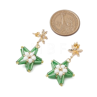 Glass Star Stud Earrings EJEW-MZ00256-01-1