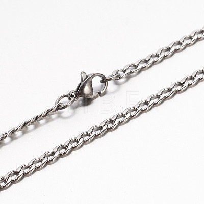Boy's 304 Stainless Steel Curb Chain Necklaces NJEW-E026-13-1