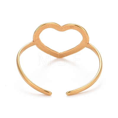 Ion Plating(IP) 304 Stainless Steel Open Heart Cuff Ring for Women RJEW-C025-23G-1