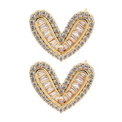 Rack Plating Heart Brass Stud Earrings EJEW-N055-37G-RS-1