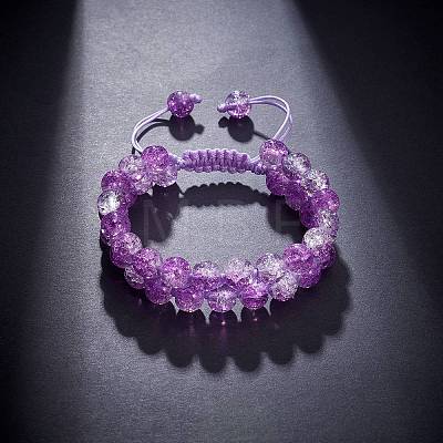 Sparkling Round Glass Braided Bead Bracelet BJEW-SW00082-07-1