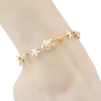 Ocean Starfish Turtle Anklets AJEW-AN00847-03-1