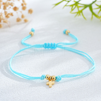 Brass Cross Charm Bracelets ZM9789-6-1