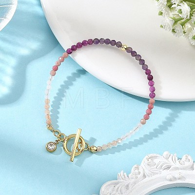 Gradient Natural Mixed Stone Faceted Round Beaded Bracelets BJEW-JB14398-02-1