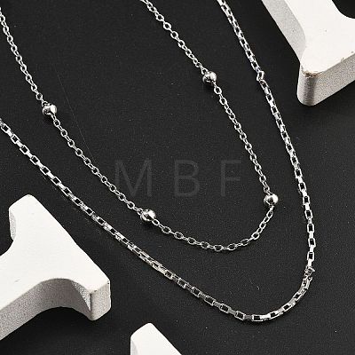 Brass Double Layer Necklaces NJEW-D302-54P-1